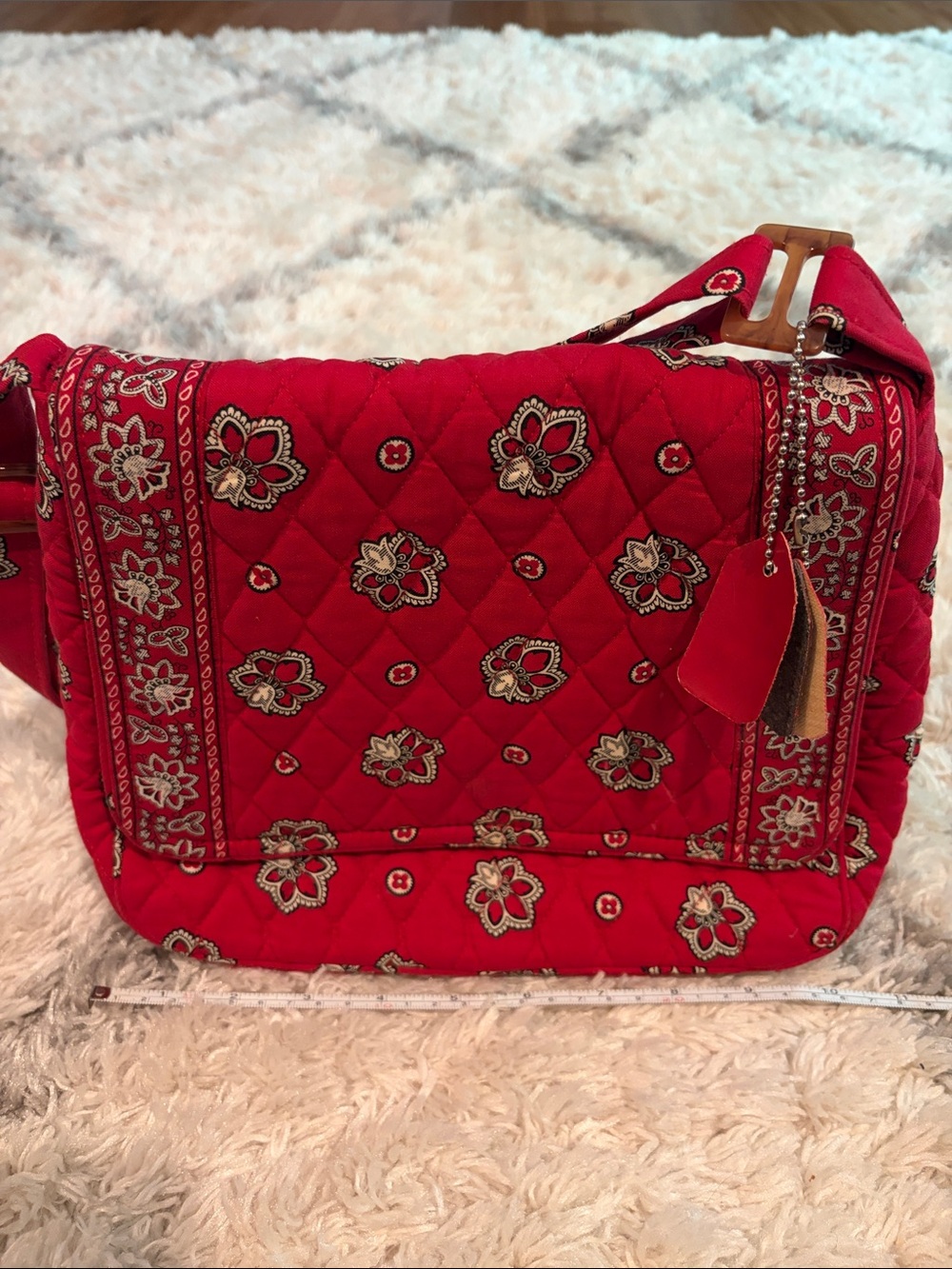 Vera Bradley Red Quilted Floral Crossbody Messenger - Picture 1 of 3